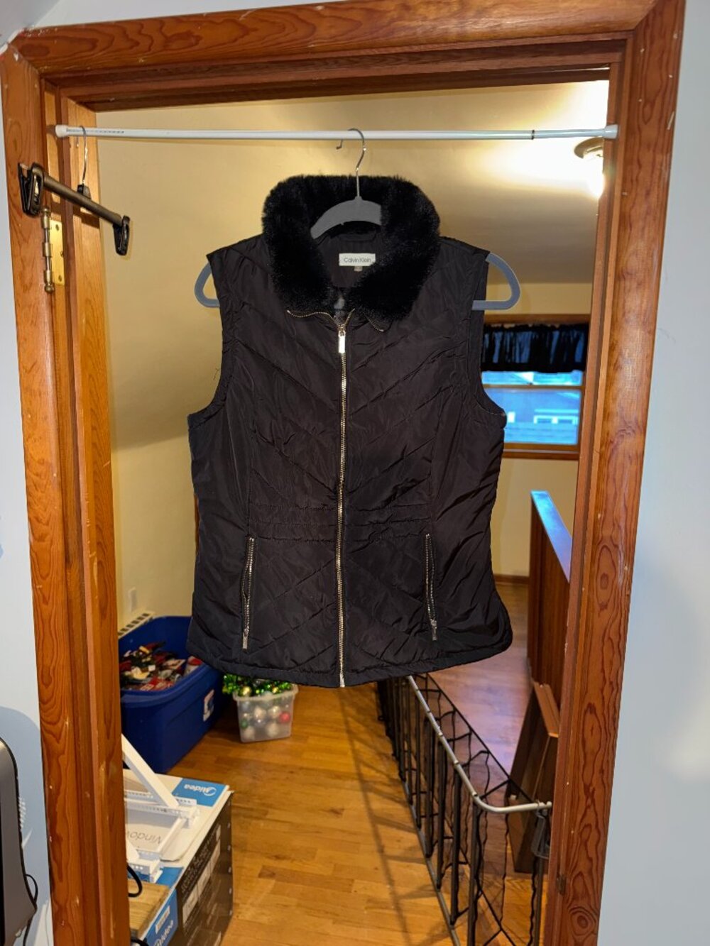 Calvin Klein vest with fur neck